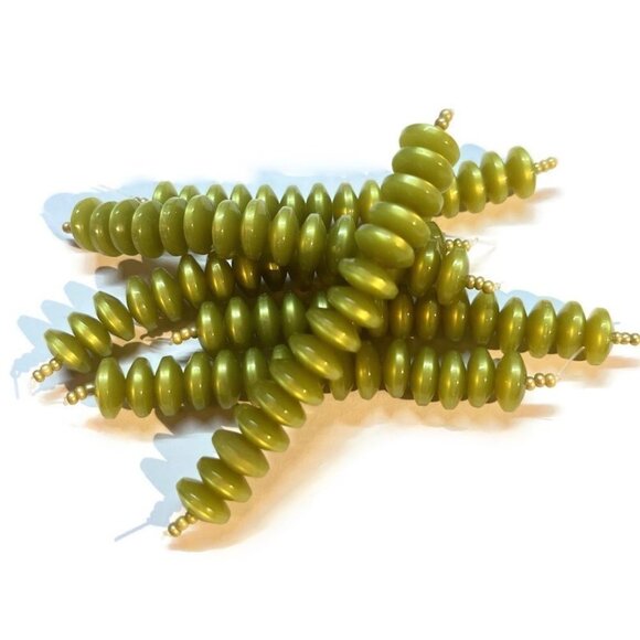 As Low As $2 Linden Green Luminescent Lucite Disc Beads10mm x 5mm (15) - Picture 3 of 5